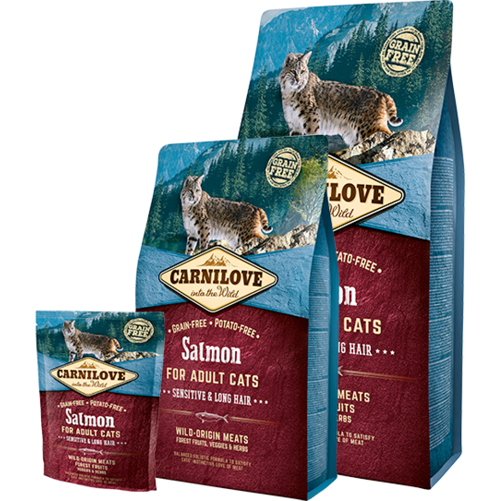 Carnilove Cat Grain Free - Salmon  FOR ADULT CATS WITH SENSITIVE DIGESTION, LONG-HAIRED CATS 6kg